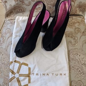 Blank suede open toe heels